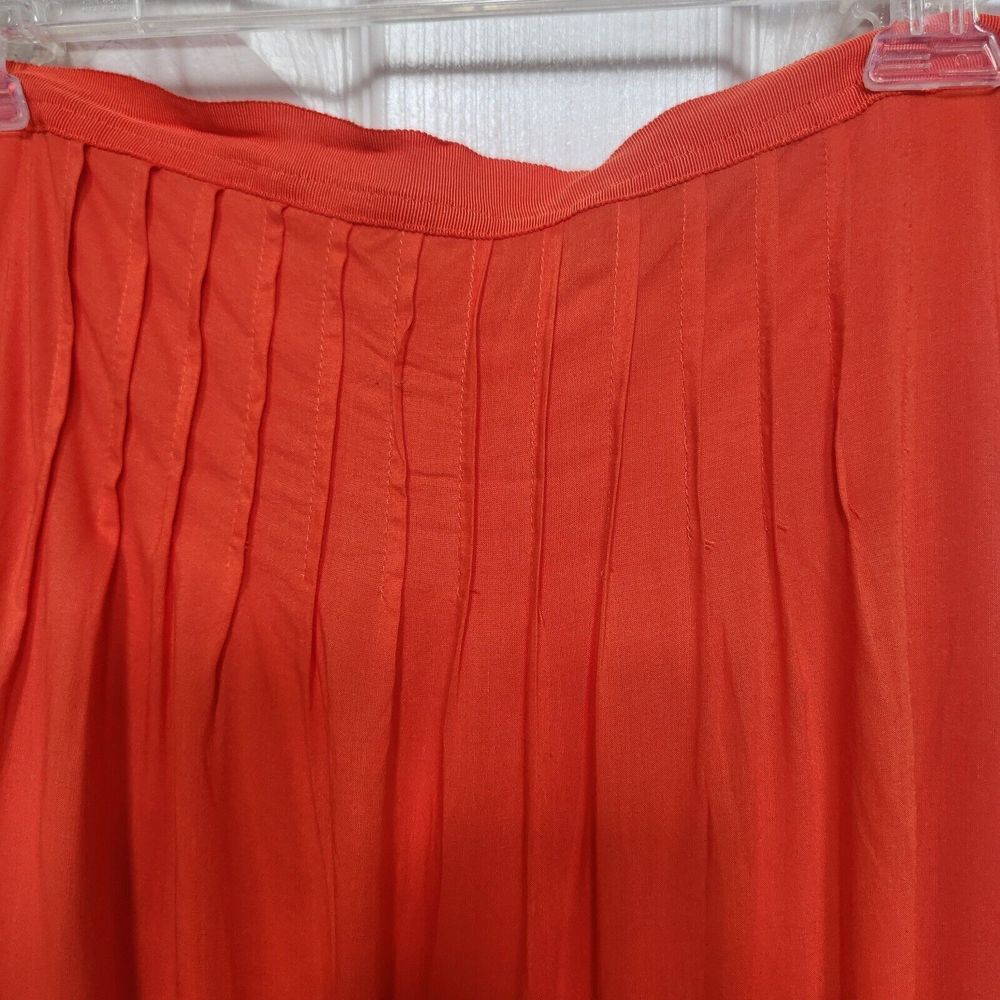 Ann Taylor LOFT Orange Pleated Side Zipper Lined Full Skirt Size 12 - Picture 4 of 7